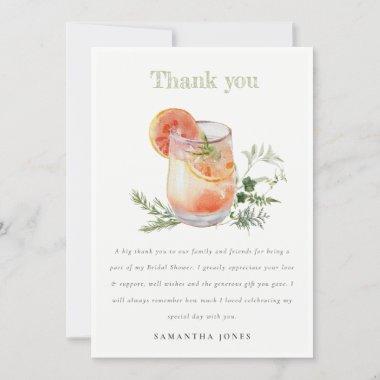 Elegant Ivory Orange Green Cocktail Bridal Shower Thank You Invitations