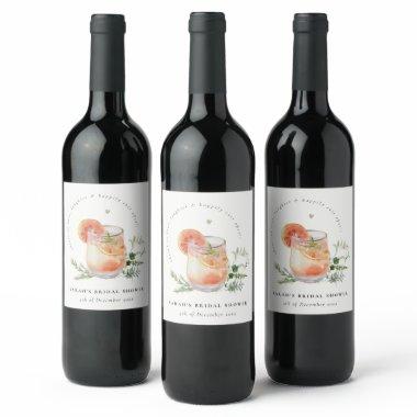 Elegant Ivory Orange Green Cocktail  Wine Label