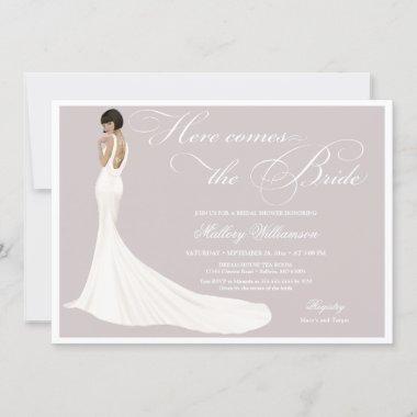 Elegant Jeweled Bride Bridal Shower Invitations