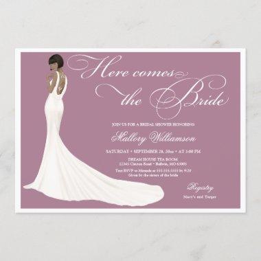 Elegant Jeweled Bride Bridal Shower Invitations