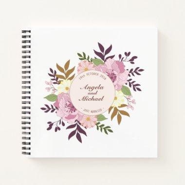 Elegant Just Married Floral Wedding | Guestbook Notebook