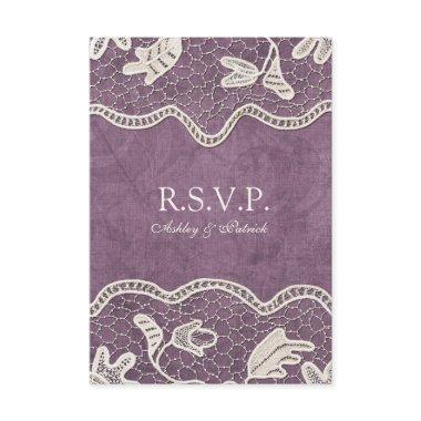 Elegant Lace on Violet Background RSVP