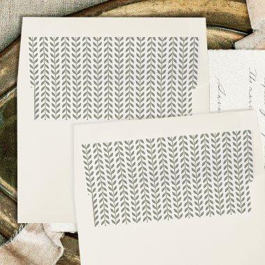 Elegant Laurel Leaf Pattern Sage Green Wedding Envelope Liner