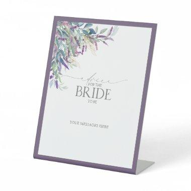 Elegant Lavender Floral Advice To The Bride Pedestal Sign