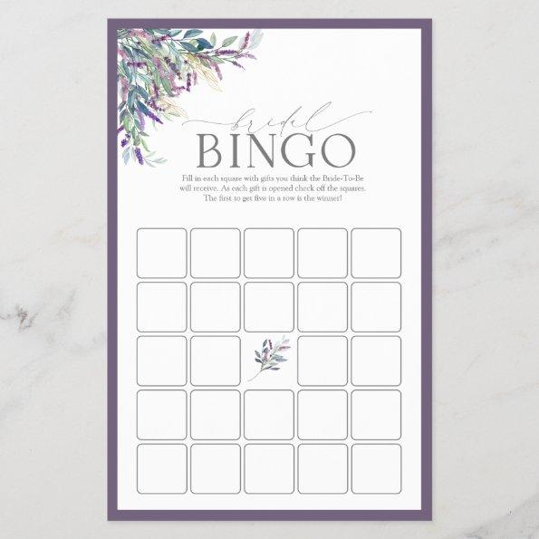 Elegant Lavender Floral Bridal Shower Bingo Game