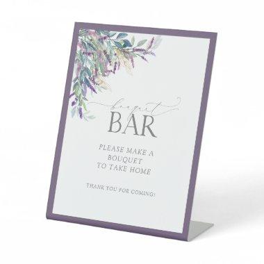 Elegant Lavender Floral  Bouquet Bar Pedestal Sign