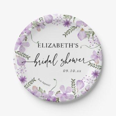 Elegant Lavender Floral  Paper Plates