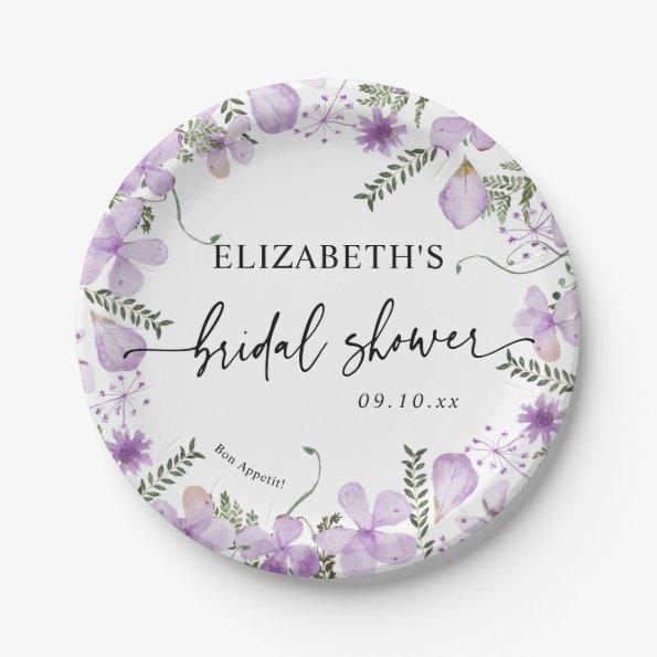 Elegant Lavender Floral  Paper Plates