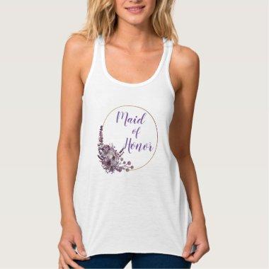 Elegant Lavender Floral Maid of Honor Tank Top