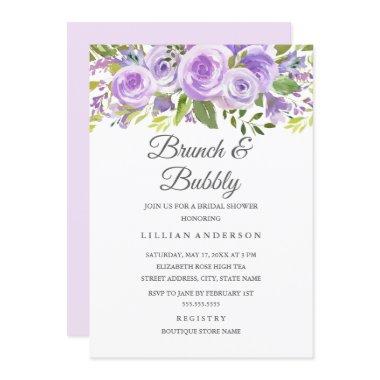 Elegant Lavender Floral Rose Brunch And Bubbly