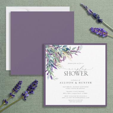 Elegant Lavender Floral Watercolor Bridal Shower Invitations