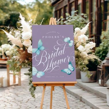 Elegant Lavender Teal Butterfly Bridal Shower Sign