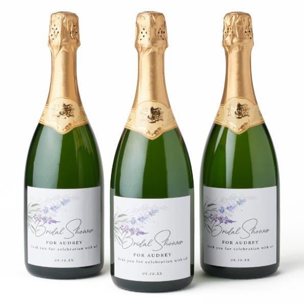 Elegant Lavender Watercolor  Favor Sparkling Wine Label