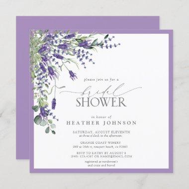 Elegant Lavender Watercolor Bridal Shower Invitati Invitations