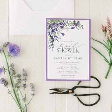 Elegant Lavender Watercolor Floral Bridal Shower Invitations