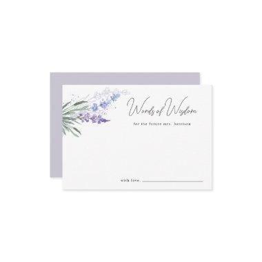 Elegant Lavender Words of Wisdom Bridal Shower Advice Card