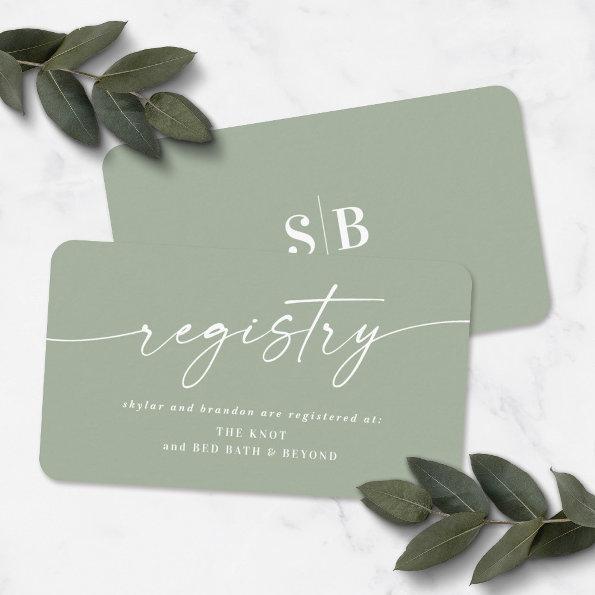 Elegant Leaf Green Wedding Shower Gift Registry Enclosure Invitations