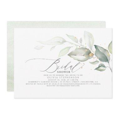 Elegant Leaves Greenery Elegant Bridal Shower Invitations