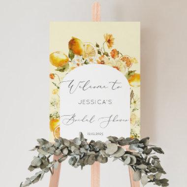 Elegant lemon arch bridal shower welcome foam board