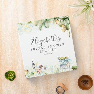 Elegant Lemon Grove Picnic Bridal Shower Recipe 3 Ring Binder