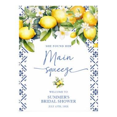 Elegant Lemon Main Squeeze Bridal Shower Welcome Poster