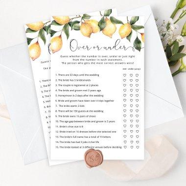 Elegant lemon over or under bridal shower game