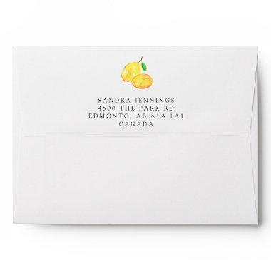 Elegant Lemon Watercolor Script Modern Baby Shower Envelope