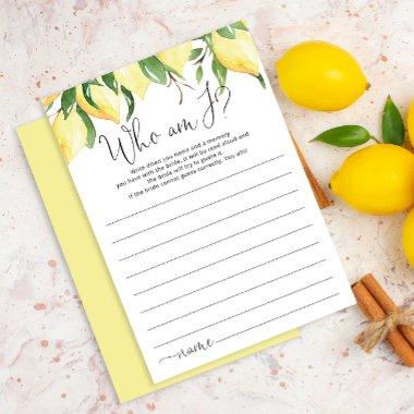Elegant Lemon Who Am I  Game