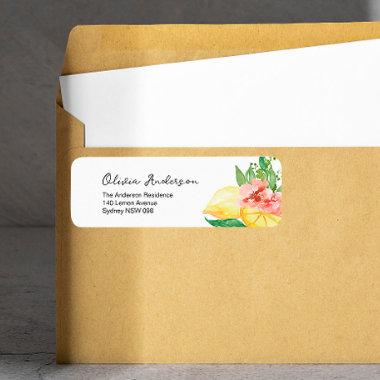 Elegant Lemons Bridal Shower Return Address Label