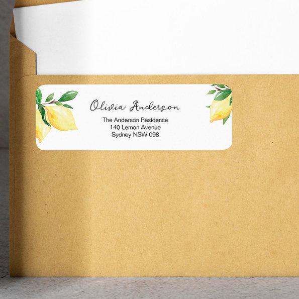 Elegant Lemons Bridal Shower Return Address Label