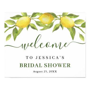 Elegant Lemons Greenery BRIDAL SHOWER Welcome Poster