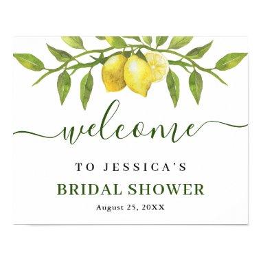 Elegant Lemons Greenery BRIDAL SHOWER Welcome Poster