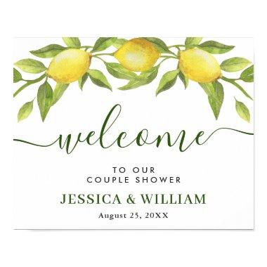 Elegant Lemons Greenery COUPLE SHOWER Welcome Post Poster