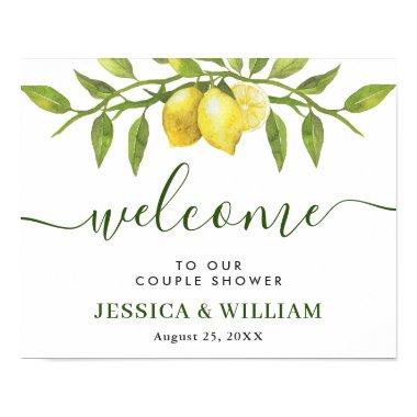 Elegant Lemons Greenery COUPLE SHOWER Welcome Poster