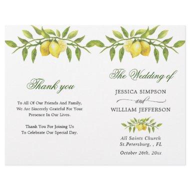 Elegant Lemons Greenery Wedding Ceremony Program