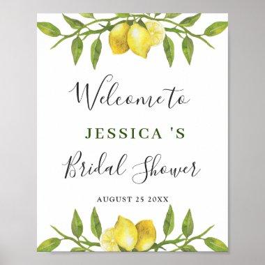 Elegant Lemons Greenery WELCOME BRIDAL SGHOWER Poster