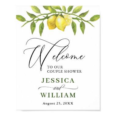 Elegant Lemons Greenery WELCOME COUPLE SHOWER Post Poster