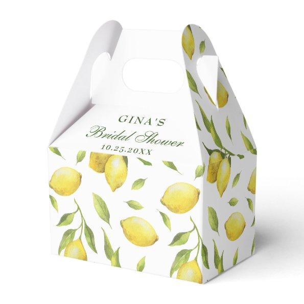 Elegant Lemons Watercolor Greenery BRIDAL SHOWER Favor Box