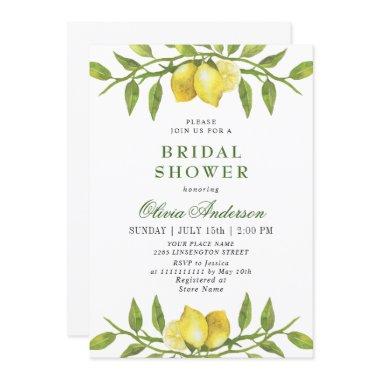 Elegant Lemons Watercolor Greenery
