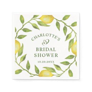 Elegant Lemons Watercolor Greenery  Napkins