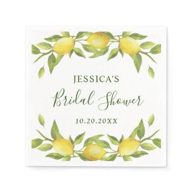 Elegant Lemons Watercolor Greenery  Napkins