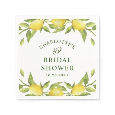 Elegant Lemons Watercolor Greenery  Napkins