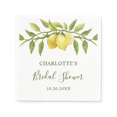Elegant Lemons Watercolor Greenery  Napkins