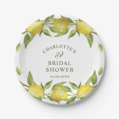 Elegant Lemons Watercolor Greenery  Paper Plates