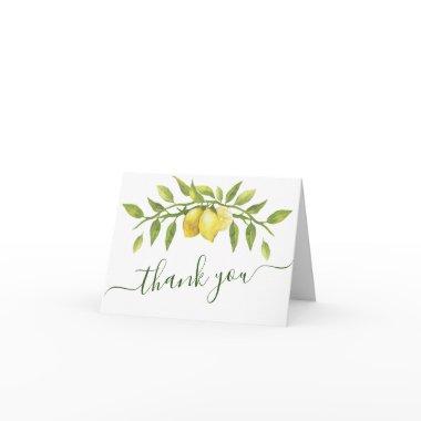 Elegant Lemons Watercolor Greenery Thank You