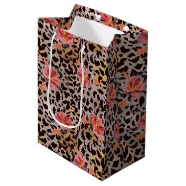 Elegant Leopard Floral Medium Gift Bag