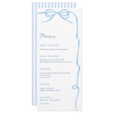 Elegant Light Blue Bow  Party Menu