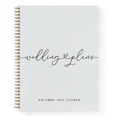 Elegant Light Dusty Blue Wedding Plans Heart Notebook