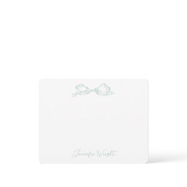 Elegant Light Green Bow Personalized Stationery Note
