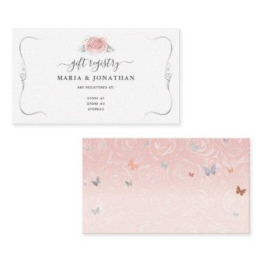 Elegant Light Pink Silver Watercolor Gift Registry Enclosure Invitations